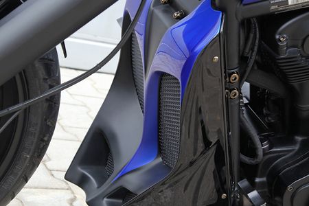 VR Blue Motorrad Nahaufnahme