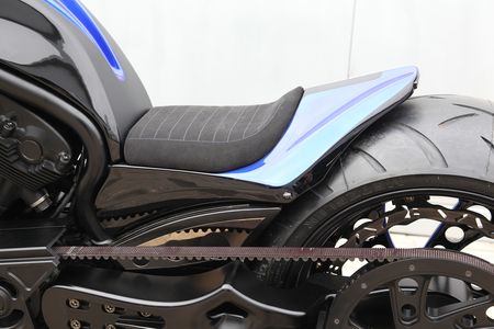 VR Blue Motorrad Nahaufnahme vom Sitz