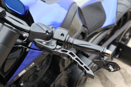 VR Blue Motorrad Nahaufnahme