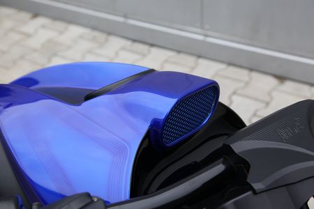 VR Blue Motorrad Nahaufnahme