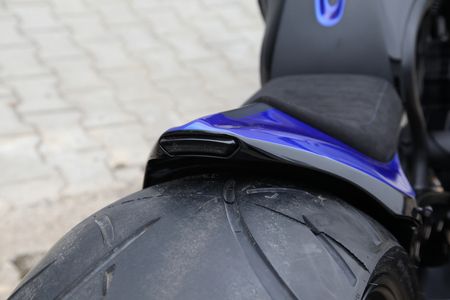 VR Blue Motorrad Nahaufnahme